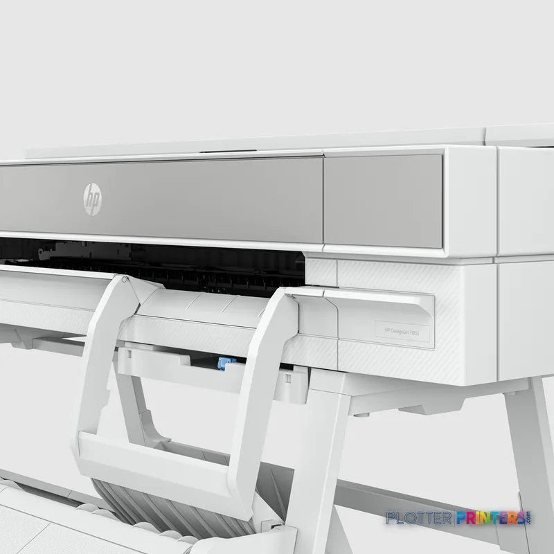 HP DesignJet XT950 36-in printer product detail view showing white printer with paper roll loaded