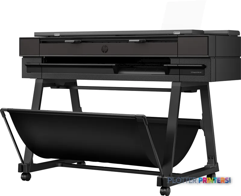 HP DesignJet T850 36-in multifunction printer product image showing front view with output tray extended