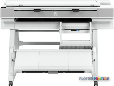 HP DesignJet T950 36-in multifunction printer product image showing front view with open paper tray