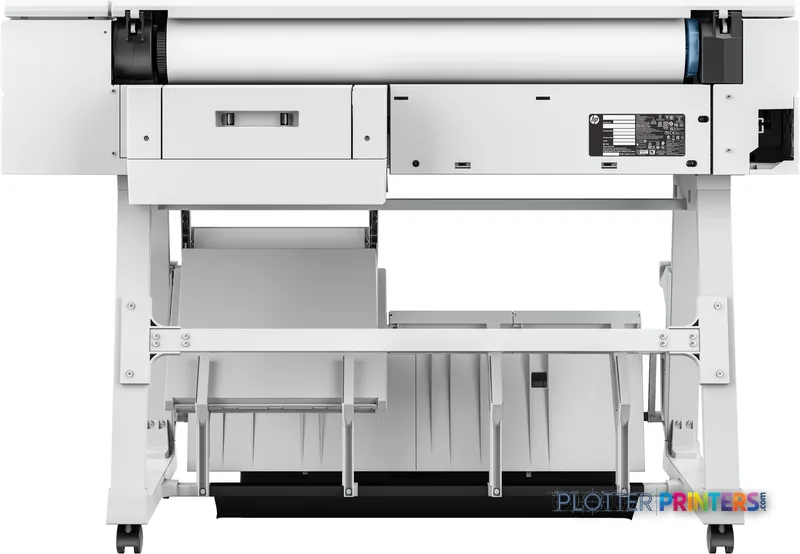 HP DesignJet T950 36-in multifunction printer top view showing roll feed system and control panel