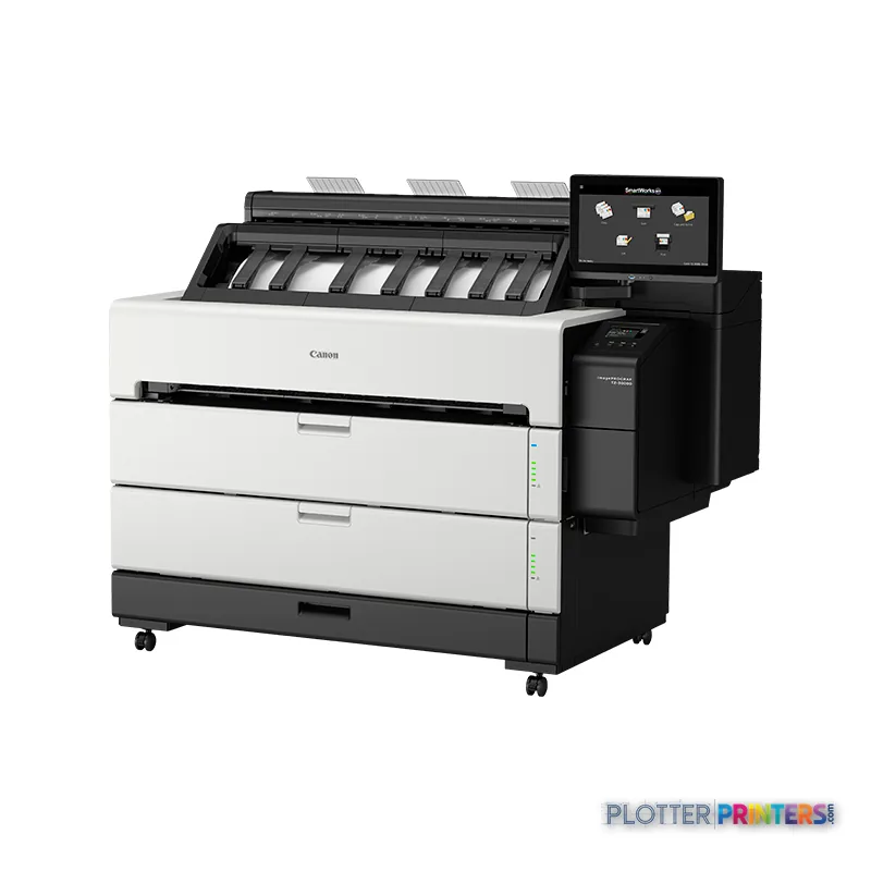 Canon imagePROGRAF TZ-30000 MFP Z36 large-format printer product view showing white and black inkjet printer with control pa…