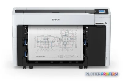 Epson SureColor T5770DR large-format printer product image showing white and black inkjet printer with architectural drawing…