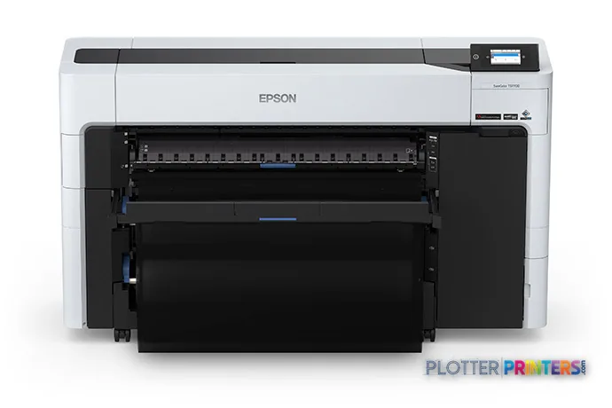 Epson SureColor T5770DR large-format printer product image showing white and black inkjet printer with open paper feed tray