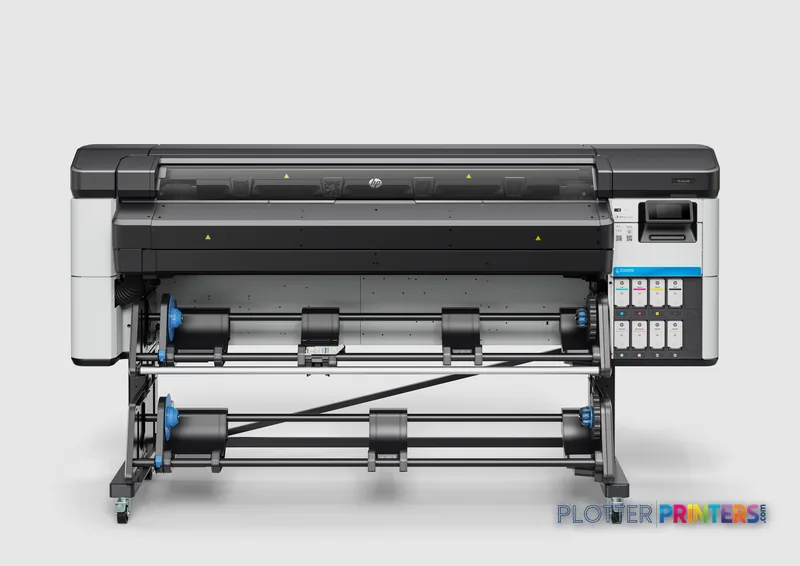 HP Latex 630 Printer front-center view showing black and white large-format printer with ink cartridges and dual feed rollers