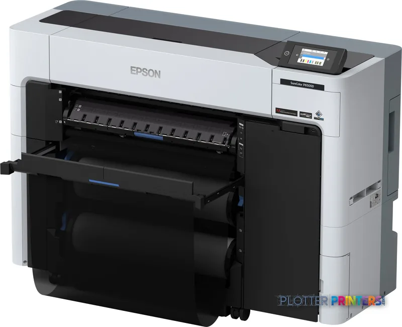 Epson SureColor SC-P6500D large-format inkjet printer product image showing white and black design with open paper tray