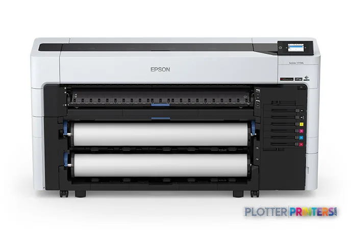 Epson SureColor T7770DL large-format printer product image showing front view with dual roll feed system and control panel