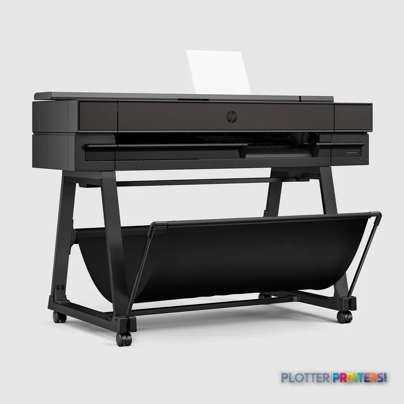 HP DesignJet T850 36-in Printer product detail view showing the full printer on stand with output tray