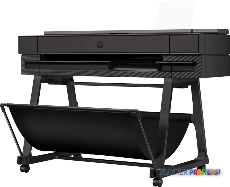 HP DesignJet T850 36-in Printer product image showing the full printer on stand with output tray