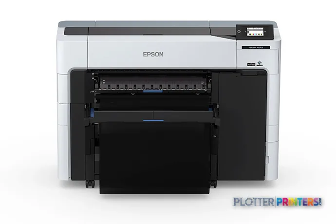 Epson SureColor P6570E large format printer product image showing front view with white and black chassis and open paper tray