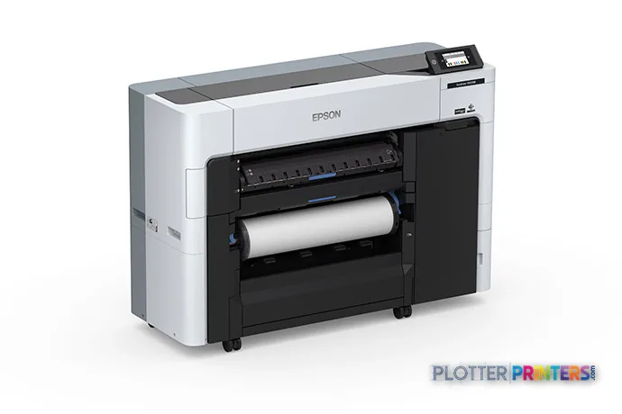 Epson SureColor P6570E large-format printer product image showing white and black inkjet printer with roll feed system