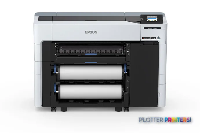 Epson SureColor P6570D large-format printer front view with dual roll feed system and control panel