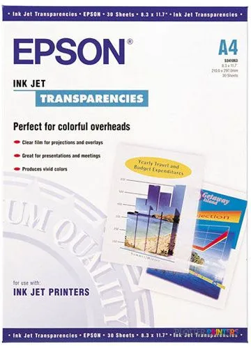 Epson Ink Jet Transparencies, DIN A4, 166g/m², 30 Sheets