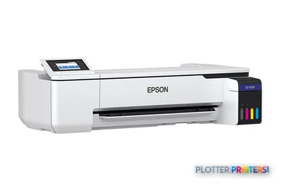 Epson SCF570LA large-format printer product image showing white and black printer with touchscreen display and ink cartridges