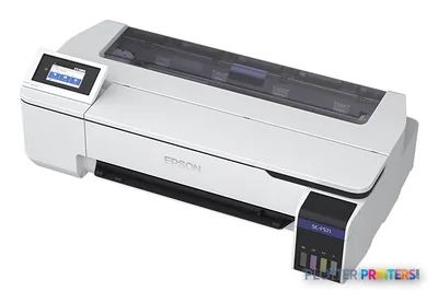 Epson SureColor F571 large-format printer product image showing white and black dye-sublimation printer with control panel a…