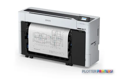 Epson SureColor SCT5770DM large format printer product image showing white and black inkjet printer with technical drawing o…