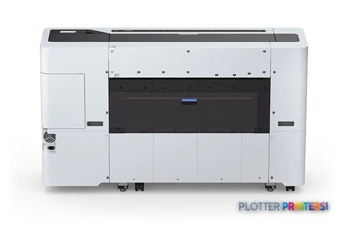 Epson SureColor SCT5770DM large format printer product image, front view showing white and black inkjet printer with paper f…