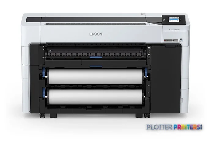 Epson SureColor SCT5770DM large-format printer front view with dual paper rolls loaded