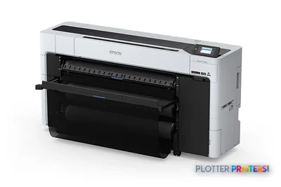 Epson SureColor T7770DM large format printer product image showing white and black inkjet device with open paper tray