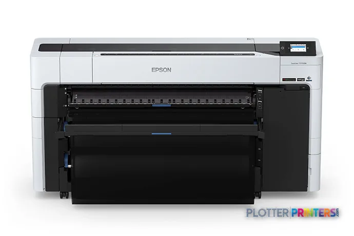 Epson SureColor T7770DM large format printer front view with open paper tray