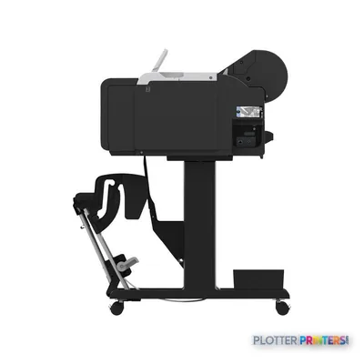 Canon imagePROGRAF TM-355 large format printer product image showing black printer on stand with roll feed