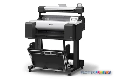 Canon imagePROGRAF TM-250 Lm MFP large format printer product view showing black and grey inkjet device with white paper rol…