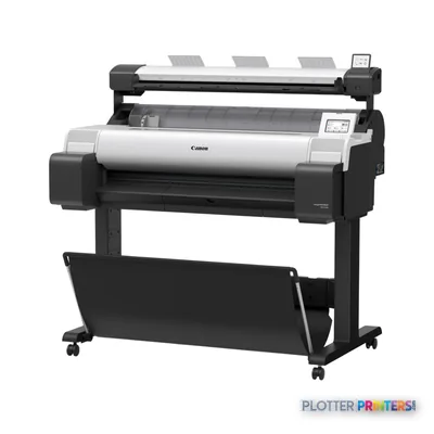Canon imagePROGRAF TM-340 Lm MFP large-format printer product image showing black and grey inkjet device with white paper ro…
