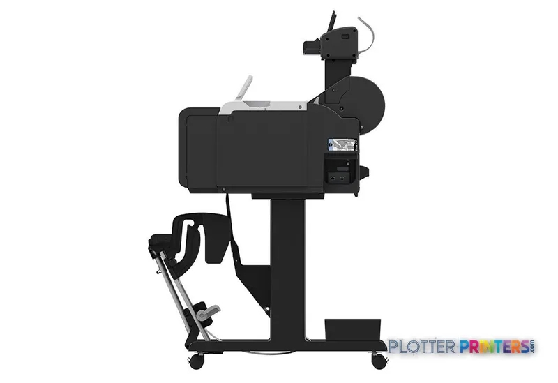Canon imagePROGRAF TM-350 Lm MFP large format printer product image showing black inkjet printer on stand with roll feed