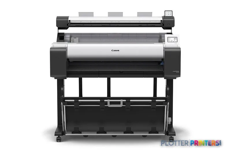Canon imagePROGRAF TM-350 Lm MFP large-format printer product image showing front view with white paper roll and black frame