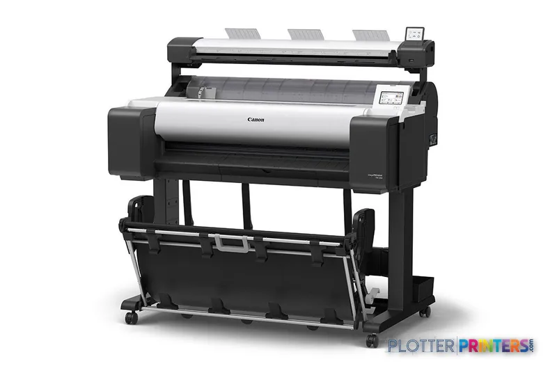 Canon imagePROGRAF TM-350 Lm MFP large-format printer product image showing front view with white paper roll loaded