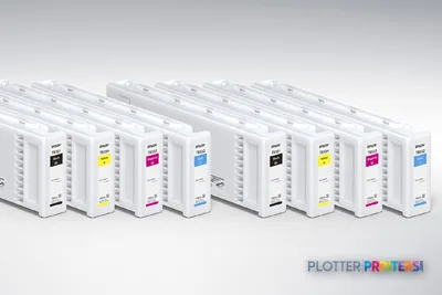 Epson SureColor SCS80600PE ink cartridges product image showing multiple color cartridges arranged in a row