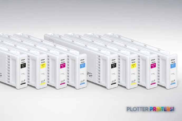 Epson SureColor SCS80600PE ink cartridges product image showing multiple color cartridges arranged in a row