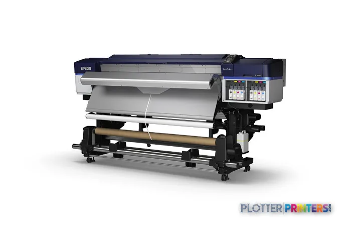 Epson SureColor SCS80600PE large format printer product image showing blue and silver printer with roll feed system