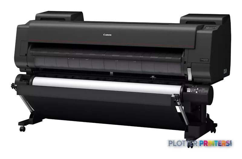 Canon imagePROGRAF PRO-6600 large format printer product image showing black printer with roll feed stand