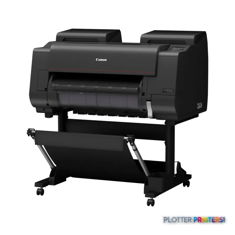 Canon imagePROGRAF PRO-2600 large format printer product image showing black printer on stand with roll feed