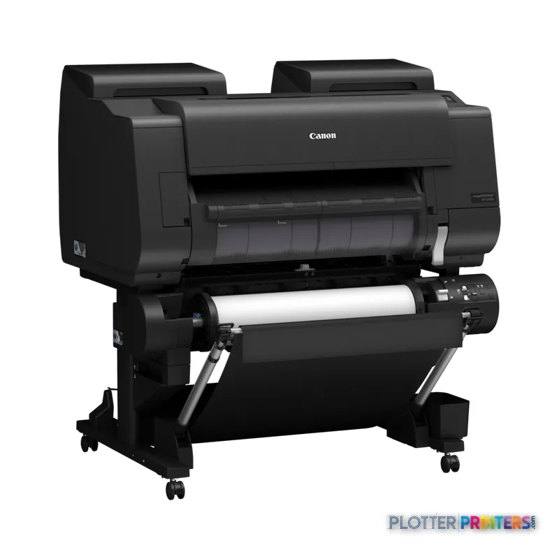 Canon imagePROGRAF GP-2600S large format printer product image showing black printer with roll feed stand