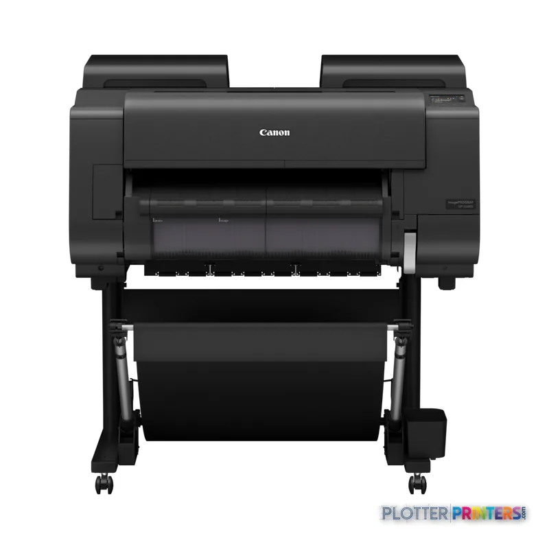 Canon imagePROGRAF GP-2600S large format printer product image showing black printer with roll feed stand