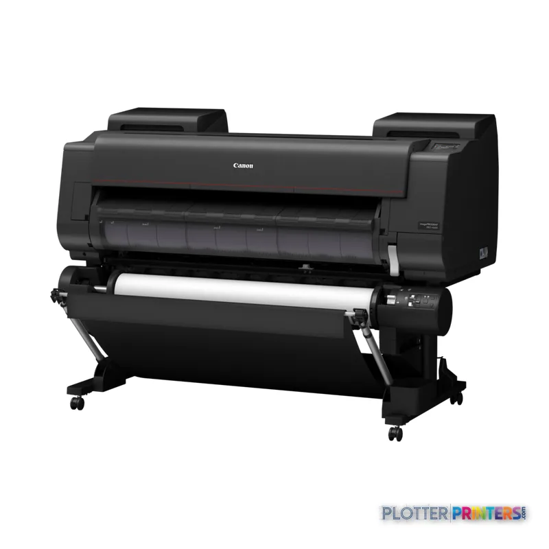 Canon imagePROGRAF PRO-4600 large format printer product image showing black printer with roll feed system