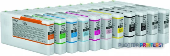 Epson Stylus Pro 4900 Designer Edition ink cartridges arranged in a row showing multiple colors