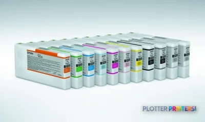 Epson Stylus Pro 4900 Spectro Proofer Designer Edition ink cartridge set displayed in a row