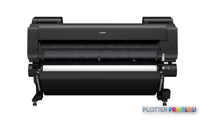 Canon imagePROGRAF GP-6600S large-format printer product image showing black printer with stand and roll feed system
