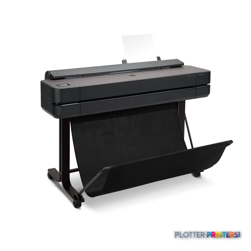 HP DesignJet T630 24-in Printer product detail view showing black printer on stand with paper tray