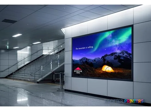 Epson SureColor SC-P20500 large format printer display showing vibrant landscape imagery on mounted screen