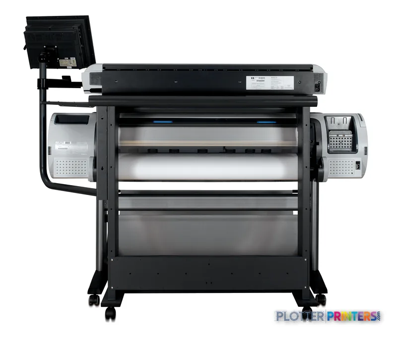 HP DesignJet T1100 MFP product image showing front view of large-format printer with integrated scanner and control panel