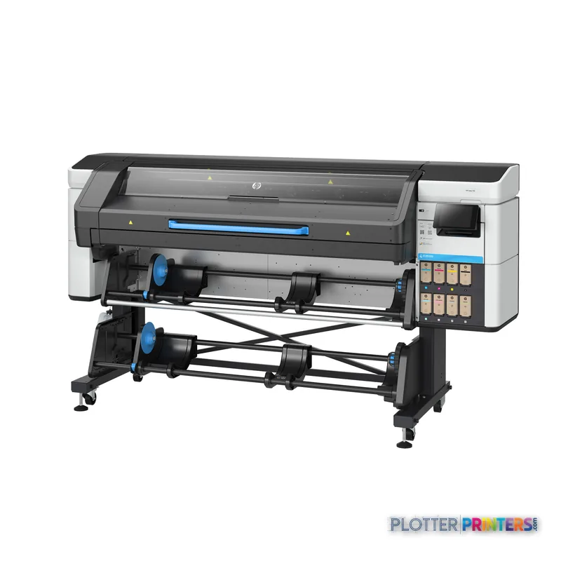 HP Latex 730 Printer product detail view showing black and white large-format printer with blue accents and control panel