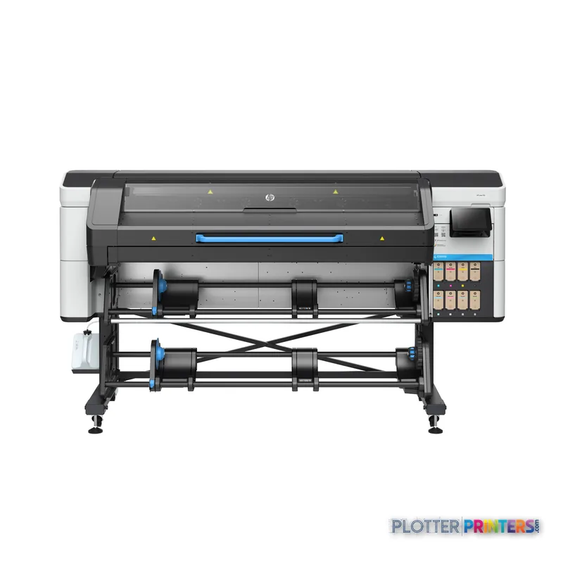 HP Latex 730 Printer product detail view showing black and white large-format printer with blue accents and control panel