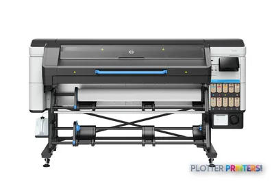 HP Latex 730 W Printer front-center view showing black and white large-format printer with open media tray