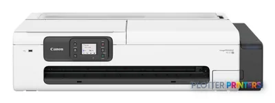 Canon imagePROGRAF TC-21M large format printer front view, white and black inkjet printer with control panel