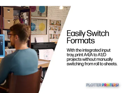 HP DesignJet XT870 24-in Printer annotated view showing integrated input tray feature