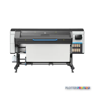 HP LATEX 730 PRINTER 64IN product detail view showing front of large format printer with white media loaded