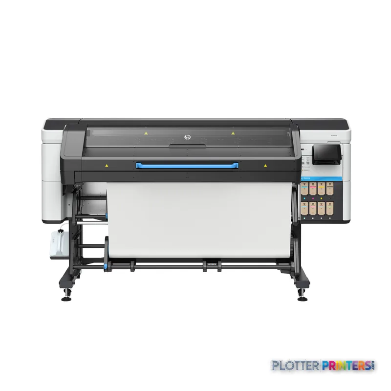 HP LATEX 730 PRINTER 64IN product detail view showing front of large format printer with white media loaded